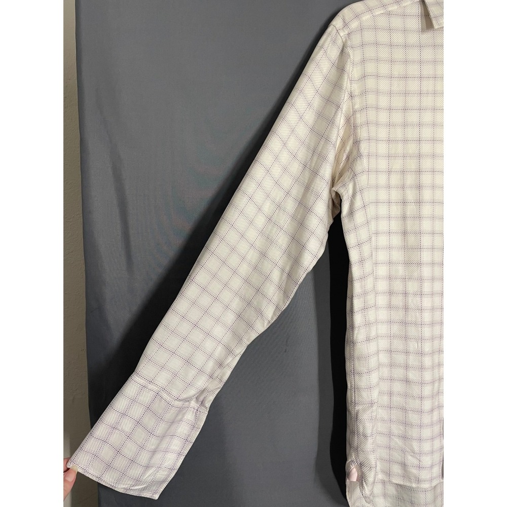 Thomas Pink Mens Cream Royal Twill Grid Check French Cuff Dress Shirt Sz 15 33.5 - Picture 4 of 10